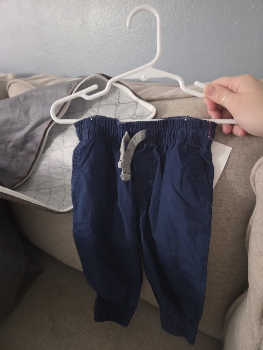 Carter's Navy Blue Elastic-Waist Joggers with Gray Drawstring